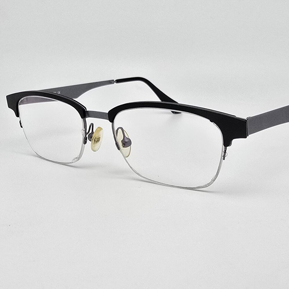 Menizzi M3067 Col. 02 Gunmetal Black Horn Rim Eyeglasses Frame 48-17-140